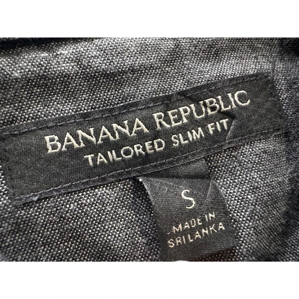 Banana Republic Button Down Shirt Mens Small Gray Excellent Tailored Slim Fit